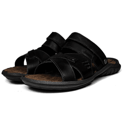 SANDÁLIAS DE COURO MASCULINA Ref.:2200 Chocolate -... - Mister Couros