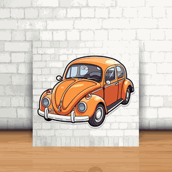 Placa Decorativa - Fusca Laranja - 00038 - Inter Adesivos Decorativos