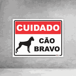 Placa de Sinalização - Cuidado Cão Bravo - 054a002... - Inter Adesivos Decorativos