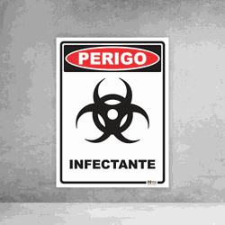 Placa de Sinalização - Perigo Infectante - 054a017... - Inter Adesivos Decorativos