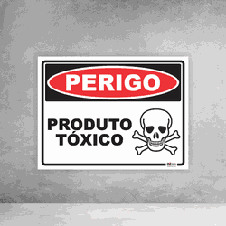 Placa de Sinalização - Perigo Produto Tóxico - 054... - Inter Adesivos Decorativos