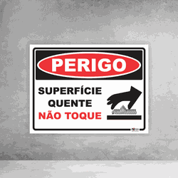 Placa de Sinalização - Perigo Superfície Quente Nã... - Inter Adesivos Decorativos