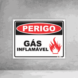 Placa de Sinalização - Perigo Gás Inflamável - 054... - Inter Adesivos Decorativos