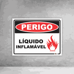 Placa de Sinalização - Perigo Líquido Inflamável -... - Inter Adesivos Decorativos