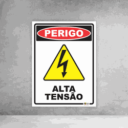 Placa de Sinalização - Perigo Alta Tensão - 054a03... - Inter Adesivos Decorativos