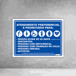 Placa de Sinalização - Atendimento Preferencial e ... - Inter Adesivos Decorativos