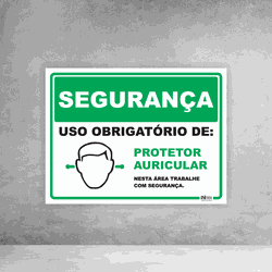 Placa de Sinalização - Segurança Protetor Auricula... - Inter Adesivos Decorativos