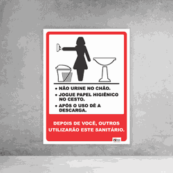 Placa de Sinalização - Sanitário Feminino - 054a05... - Inter Adesivos Decorativos
