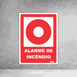 Placa de Sinalização - Alarme de Incêndio - 054a06... - Inter Adesivos Decorativos