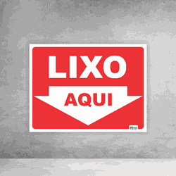 Placa de Sinalização - Lixo Aqui - 054a075 - Inter Adesivos Decorativos