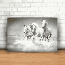 Placa Decorativa - Cavalos Brancos - 053a006 - Inter Adesivos Decorativos