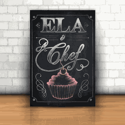 Placa Decorativa - Ela é a Chef - 053j122 - Inter Adesivos Decorativos