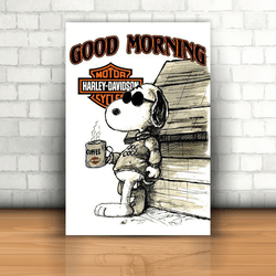 Placa Decorativa - Bom dia Snoopy Moto - 053n317 - Inter Adesivos Decorativos