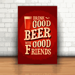Placa Decorativa - Cerveja e Bons Amigos - 053d353 - Inter Adesivos Decorativos