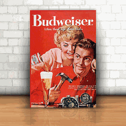 Placa Decorativa - Budweiser Comercial Retrô - 053... - Inter Adesivos Decorativos