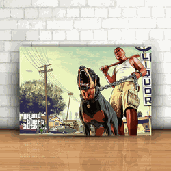 Placa Decorativa - GTA V - Franklin e Dog - 053k39 - Inter Adesivos Decorativos