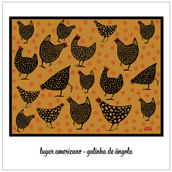 Jogo Americano Galinhas d'Angola Mostarda - Decora... - JOÃO RURAL