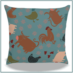 Capa de Almofada Animais Verde - Decoração Rústica... - JOÃO RURAL