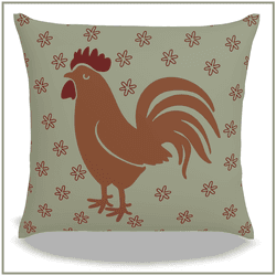 Capa de Almofada Galo Verde - Decoração Rústica Co... - JOÃO RURAL