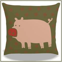 Capa de Almofada Porco Verde - Decoração Rústica C... - JOÃO RURAL