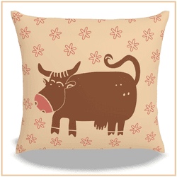 Capa de Almofada Vacas Laranja - Decoração Rústica... - JOÃO RURAL