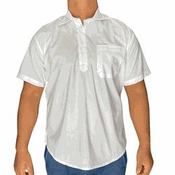 Camisa Manga Curta com 5 Botões e Colarinho Colori... - JR Confeções