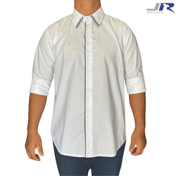 Camisa Manga 3/4 com Viés Colorido Patê e Gola - 4... - JR Confeções