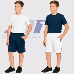 Bermuda Masculina Dupla Face Marinho e Branco Juve... - JR Confeções