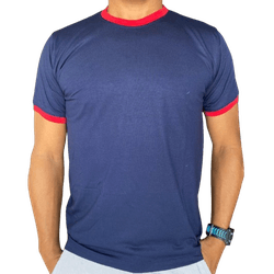 Camiseta Unissex Azul Marinho com Gola e Manga em ... - JR Confeções