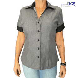 Camisete Paula Manga Curta Colarinho e Dobra da Ma... - JR Confeções