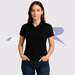 Polo Baby Look Preta - JR Confeções