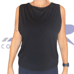 Regata Cropped Esportiva Preto - 1571 - JR Confeções