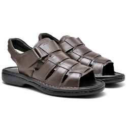 Sandália Couro Masculina Conforto 521 – Café - 521... - Kauany Calçados