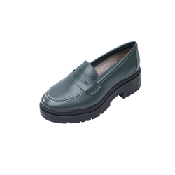 Mocassim Feminino Gravata Verde Militar Couro Legi... - KUENTO SHOES