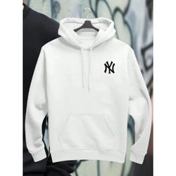 Moletom Gola Canguru com Capuz Branco New York - O... - LA CASA DO DROP