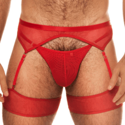 Calcinha Masculina + Cinta-liga Slay - Vermelha - L'amour Boutique Erótica
