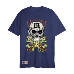 Camiseta Estampada Landfeet Azul Tema Caveira - Landfeet | Skateboard Shoes