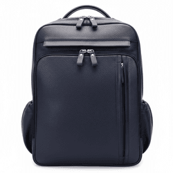 Mochila em couro 100% original azul marinho.