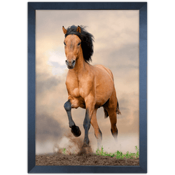 Cavalo 04 - Quadro com Moldura - Preto, Marrom, Rú... - Las Quadros