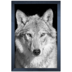 Lobo 02 - Quadro com Moldura - Preto, Marrom, Rúst... - Las Quadros