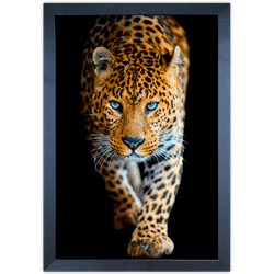 Onça 02 - Quadro com Moldura - Preto, Marrom, Rúst... - Las Quadros