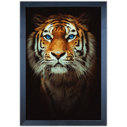 Tigre 01 - Quadro com Moldura - Preto, Marrom, Rús... - Las Quadros
