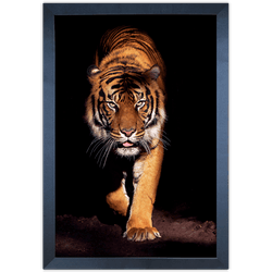 Tigre 03 - Quadro com Moldura - Preto, Marrom, Rús... - Las Quadros