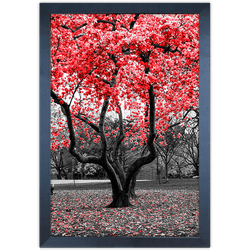 Branco e Vermelho 01 - Quadro com Moldura - Preto,... - Las Quadros
