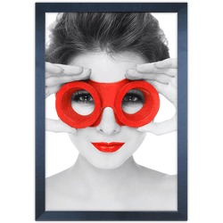 Branco e Vermelho 05 - Quadro com Moldura - Preto,... - Las Quadros