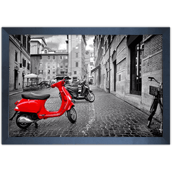 Branco e Vermelho 17 - Quadro com Moldura - Preto,... - Las Quadros