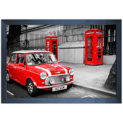 Branco e Vermelho 18 - Quadro com Moldura - Preto,... - Las Quadros