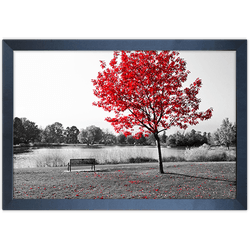 Branco e Vermelho 19 - Quadro com Moldura - Preto,... - Las Quadros