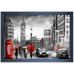 Branco e Vermelho 21 - Quadro com Moldura - Preto,... - Las Quadros