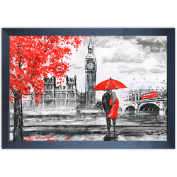 Branco e Vermelho 22 - Quadro com Moldura - Preto,... - Las Quadros